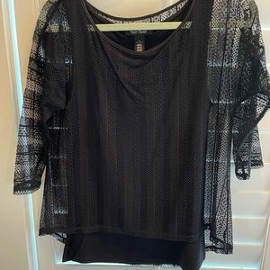 WHBM Black lace top S